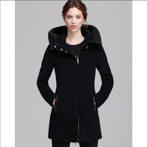 Mackage black leather sunski coat